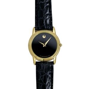 Movado Swiss Ladies Museum Gold Plated Watch Original Strap Buckle 87.E4.9840